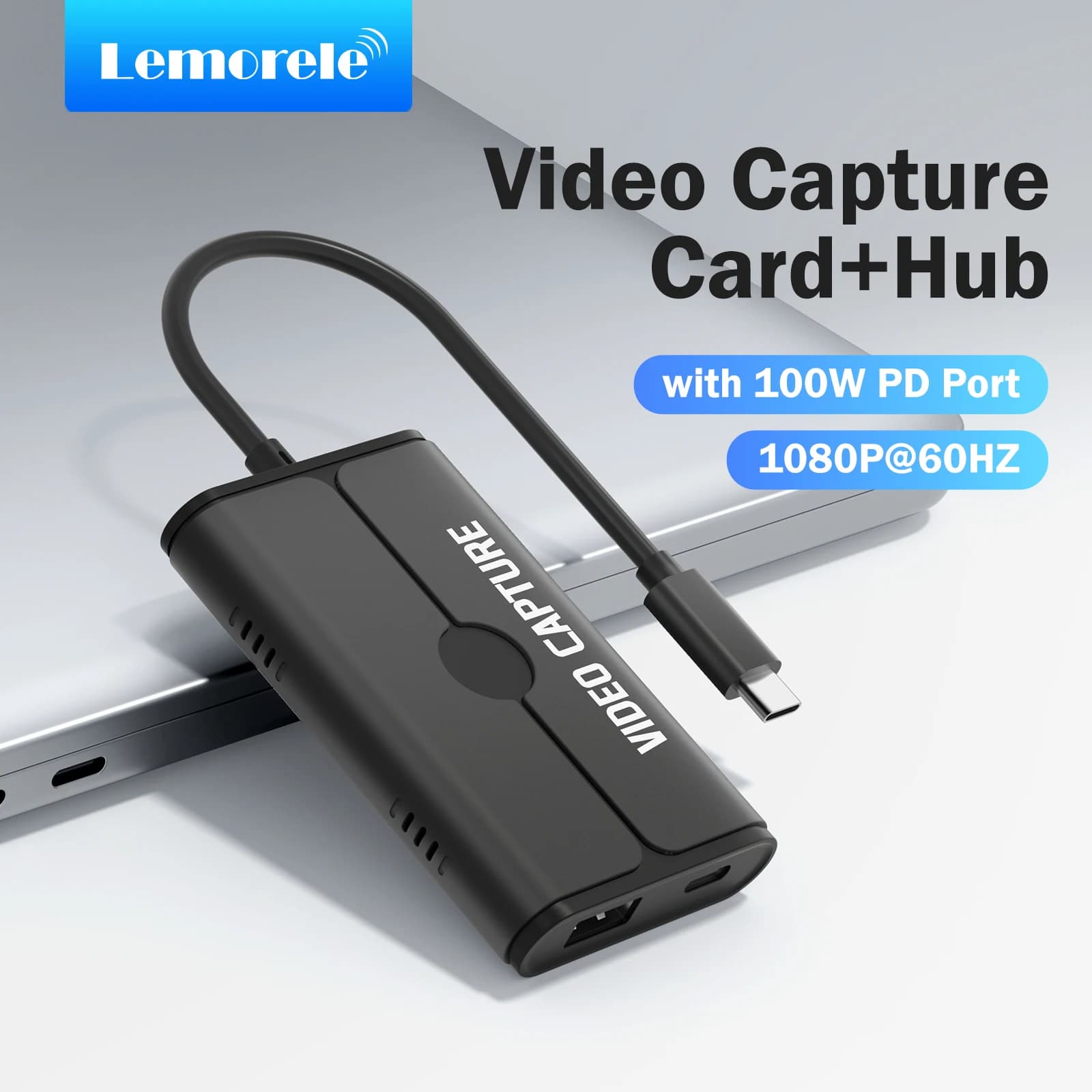 Scheda di acquisizione video Lemorele con registratore video da 100W PD Type-C a HDMI/USB per registrazione di giochi, streaming live, grabber USB 3.0