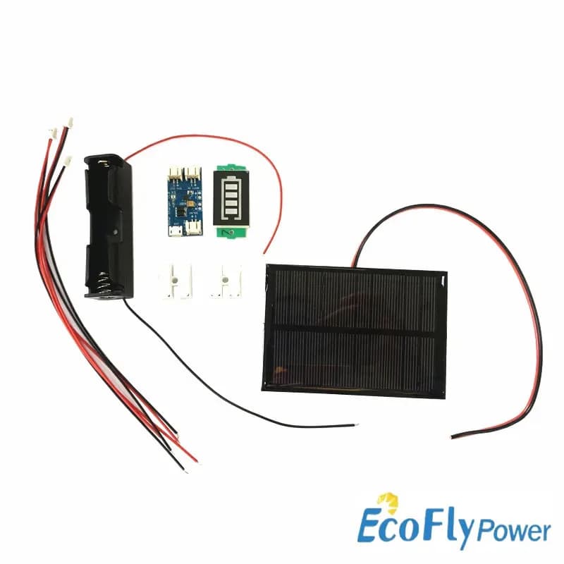 5V 160mA 200mA 250mA 0.8W 1W 1.25W Solar Panel with Solar Min Battery Charger CN3065/Battery Display/1S 18650 Holder DIY KIT