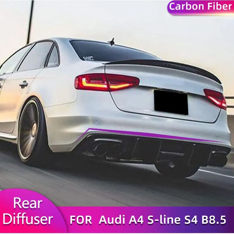 Diffusore Posteriore in Fibra di Carbonio per Audi A4 S-line S4 B8.5 2013-2015, Spoiler per Paraurti Posteriore, Kit Carrozzeria