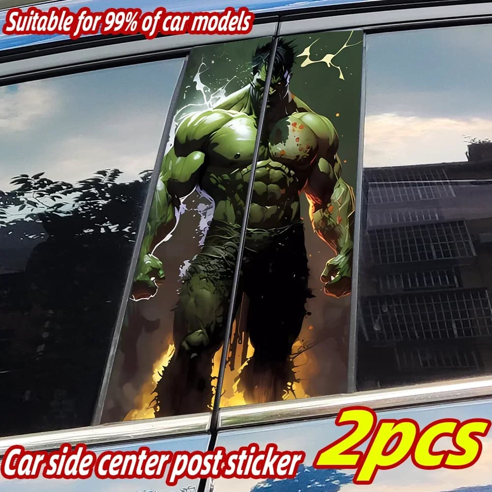 Anime Hulk Car Stickers Auto B Pillar Waterproof Sunscreen Decoration Cover Scratches Car Door Pillar Vinyl Decals Accessories