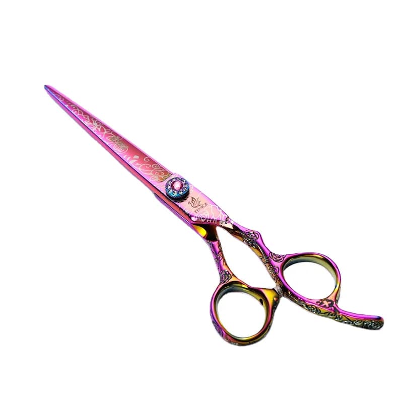 Fenice Fashion Purple 7inch Pet Grooming Straight Scissors with Serrated Balde JP440c Cutting Shears for Dogs