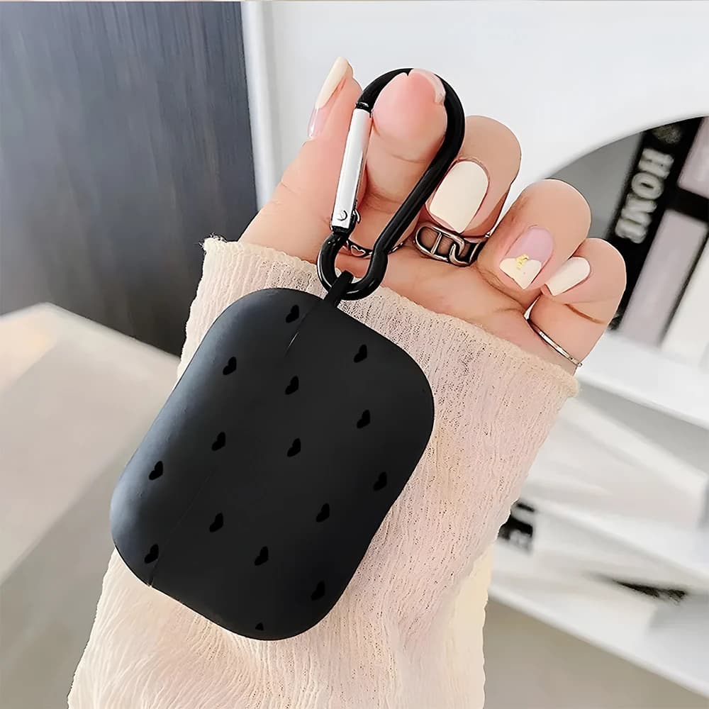 Black Heart Pattern Silicone Tpu Earphone Case For AirPods 1/2/3/4 Earbuds Case For AirPods Pro3/Pro2/Pro Shockproof Soft Cover