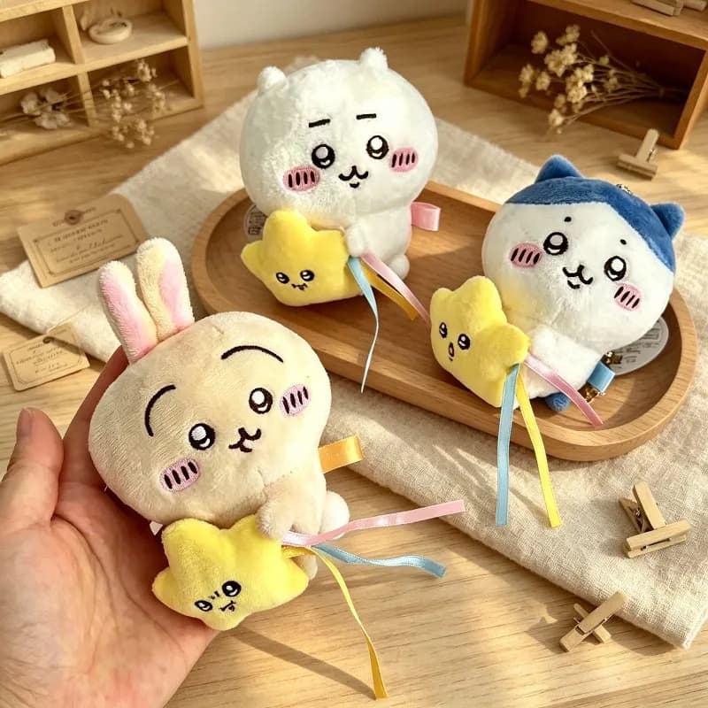 HOT！！！Chiikawa Kawaii Hot Pajama Plush Keychain Cartoon Usagi Hachiware Usachi Doll Pendant Toy in Stock Soft Plush Doll Gift