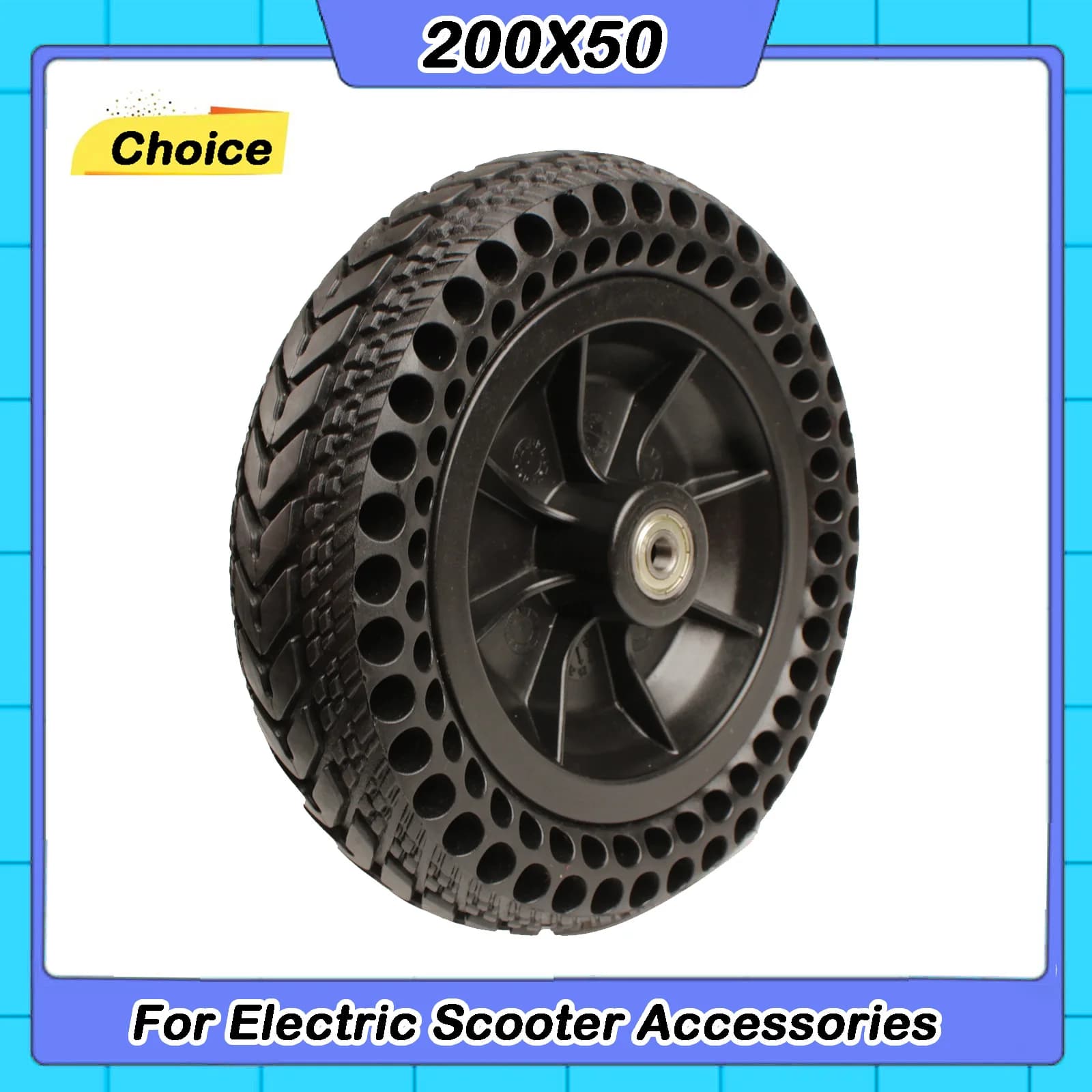 8 Inch Solid Tyre with Plastic Hub 200x50 for Electric Scooter Wheelchair No Inflation Part Whole Wheel Durable 8mm
