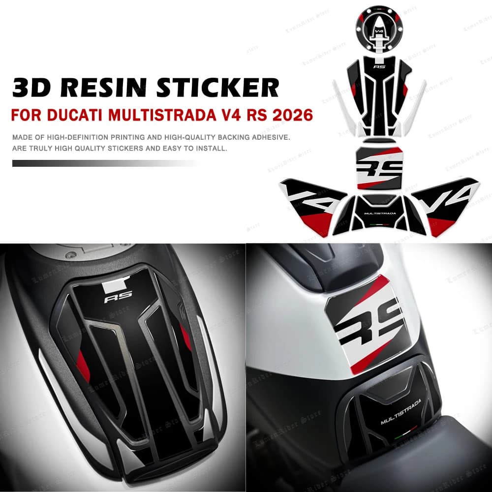 For Ducati Multistrada V4 RS 2026 Motorcycle Accessories 3D Epoxy Resin Tank Pad Protection Sticker