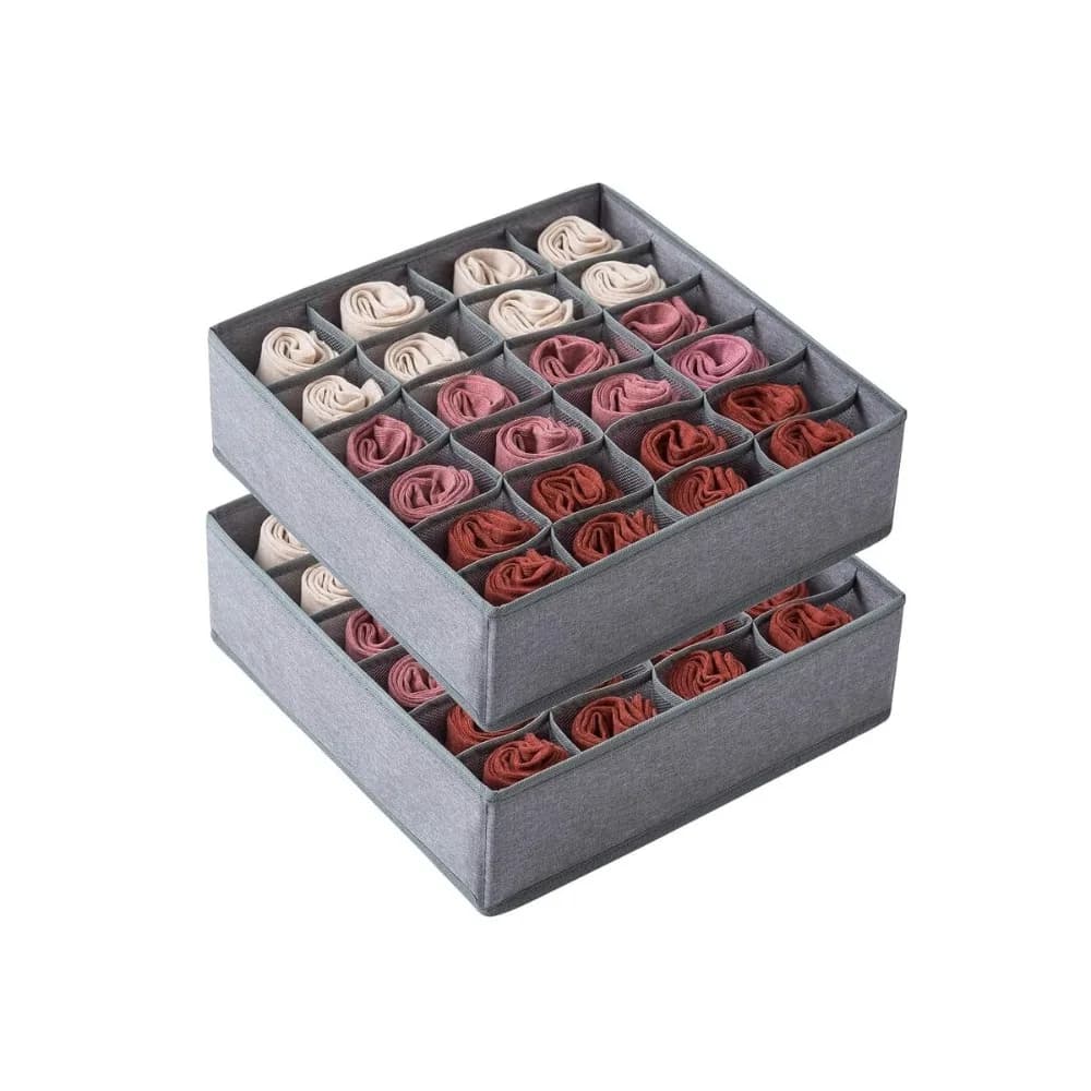 Drawer Storage Box, Foldable, Suitable For Wardrobes And Cabinets, For Storing Clothes, Socks, Underwear, Ties - 24 Compartments