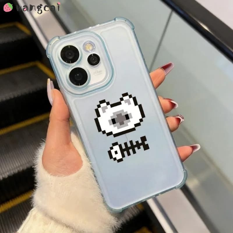 Cartoon Pixel Cat Ice Mist Phone Case For Honor 600 500 Pro 400 Lite 300 Pro Ultra 200 Smart 100 Pro 5G 4G Clear Cover