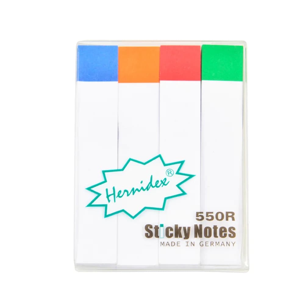 Blocco note adesive a 4 colori HERNIDEX 550R, 400 fogli Bandiere per pagine riposizionabili, schede indice per ufficio, scuola, libri