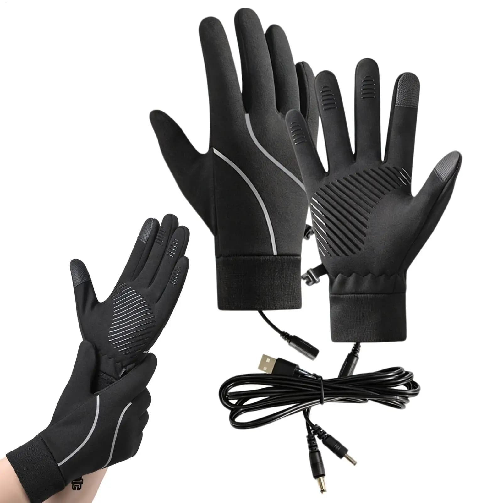 Men's Waterproof Warm Touchscreen Winter Heated Gloves Electric Thermal Gloves for Motorcycle Skiing Cycling Outdoor