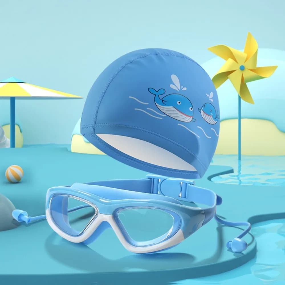 Waterproof Kids Swimming Head for Hair Protection Clear Vision Swimming Glasses for Kids Swimming Head for Boys Anti-fog for cartoons
