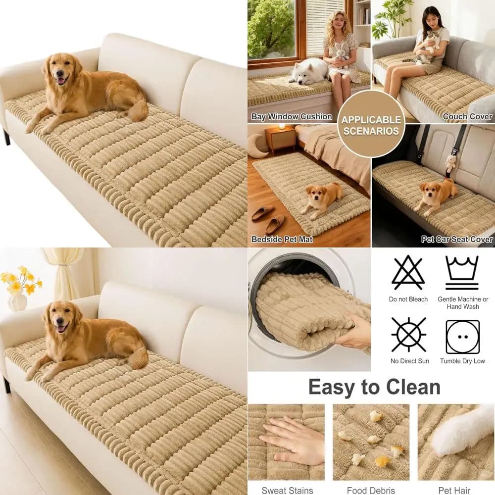 Anti-slip washable cover for dogs, for 3 pillows, camel color, 27,6 x 70,9