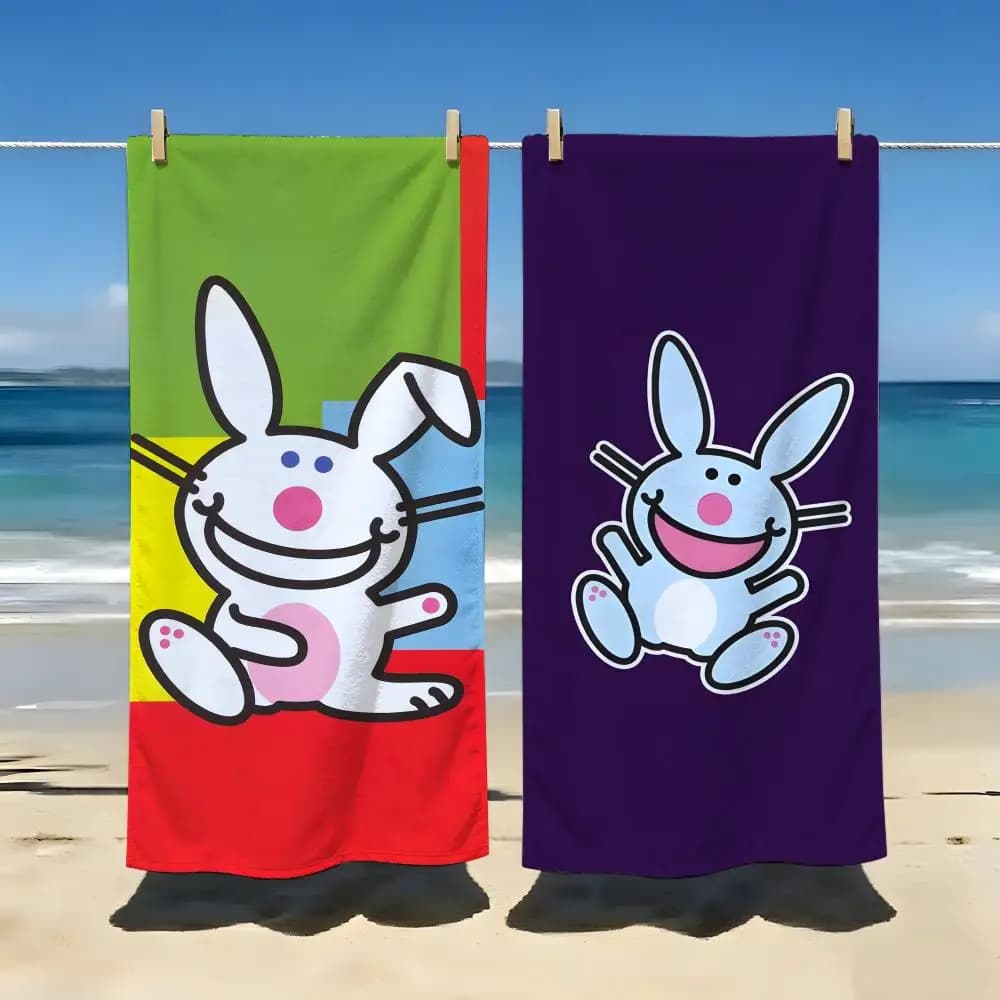 Asciugamano da spiaggia Character I-It's Happy Bunny, per viaggi, palestra, doccia, lusso, leggero, campeggio, piscina