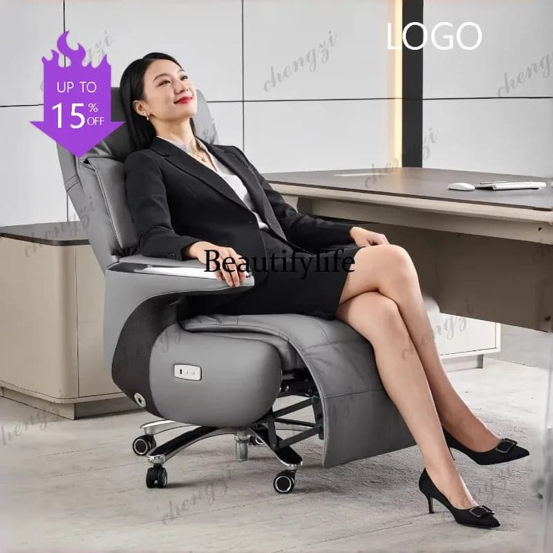 C45 Luxury Electric Massage Executive Chair - Ergonomic Genuine Leather Gaming Office Desk Chair with Premium Design Furniture