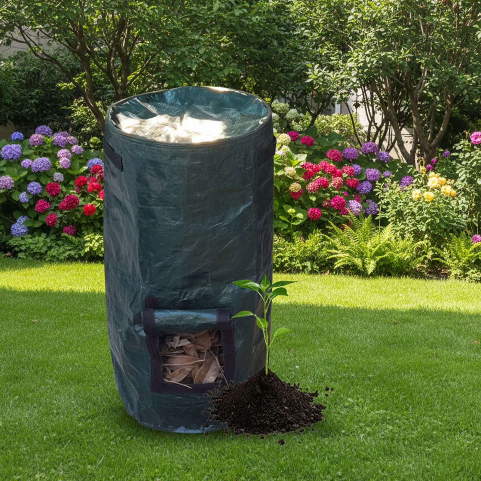 Sacchetto per Compost da Giardino Riutilizzabile, Sacchetto per Fertilizzante Organico Fermentato, Resistente all'Usura, Sacchetto Probiotico per Fermentazione di Foglie, Sacchetto per Rifiuti da Giardino