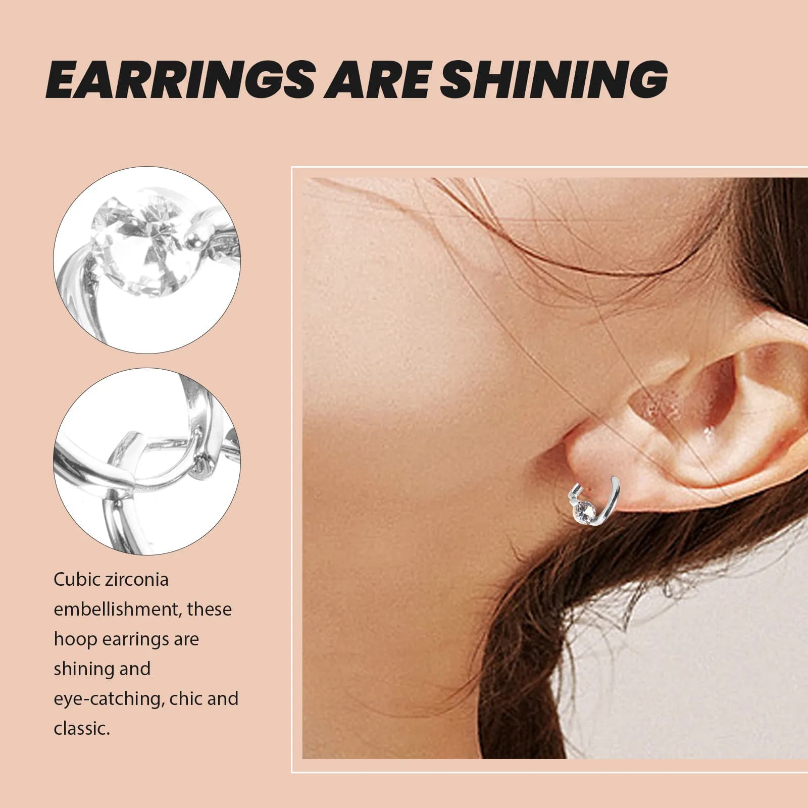 1 Paio di Orecchini a Cerchio con Zirconia Cubica, Piccoli Orecchini a Cerchio da Donna, Leggeri in Lega, Gioielli Chic e Minimalisti per Uso Quotidiano, Feste e Matrimoni