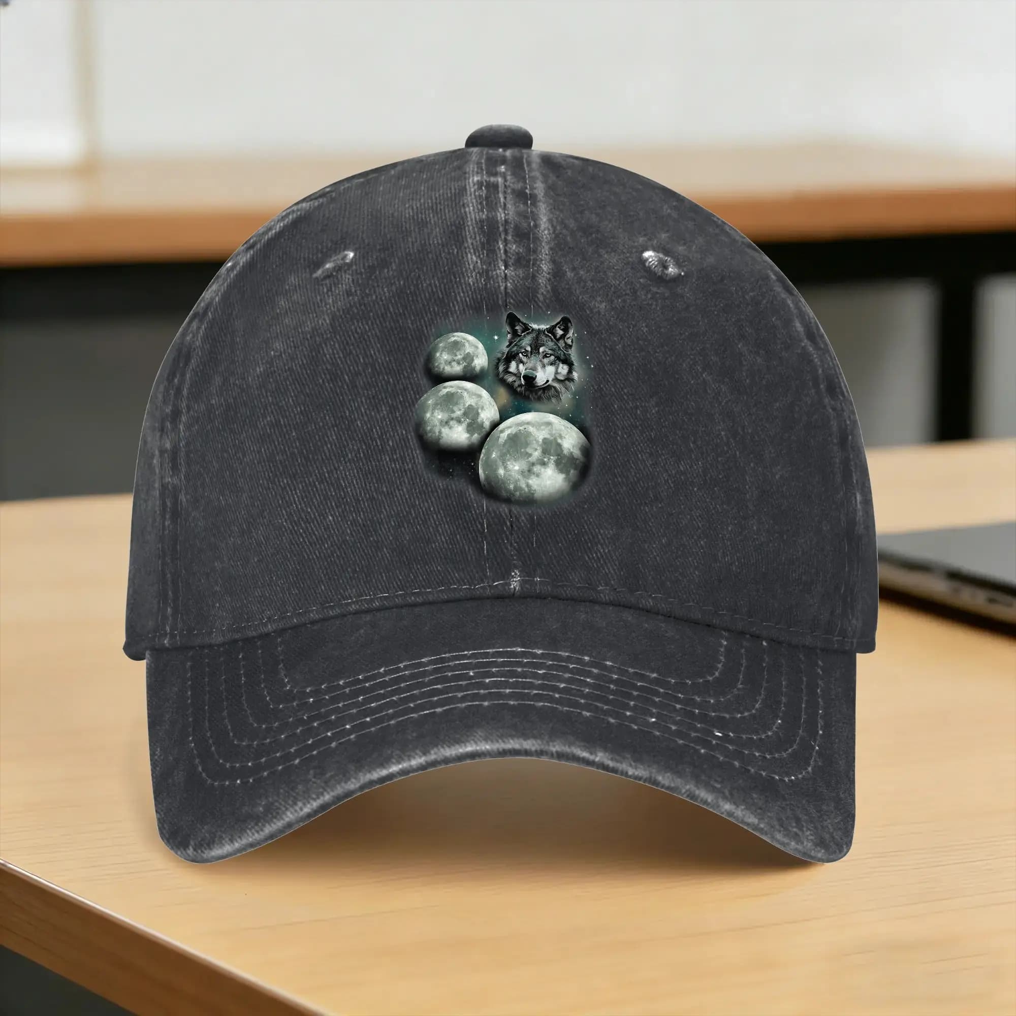 Cappellino da Baseball Casual con Stampa 'Three Moon Wolf' e '3 Moons Howling at Space Wolf Magic Meme', Cappello Trucker Estivo, Cappelli Kpop Rock Hip Hop in Promozione