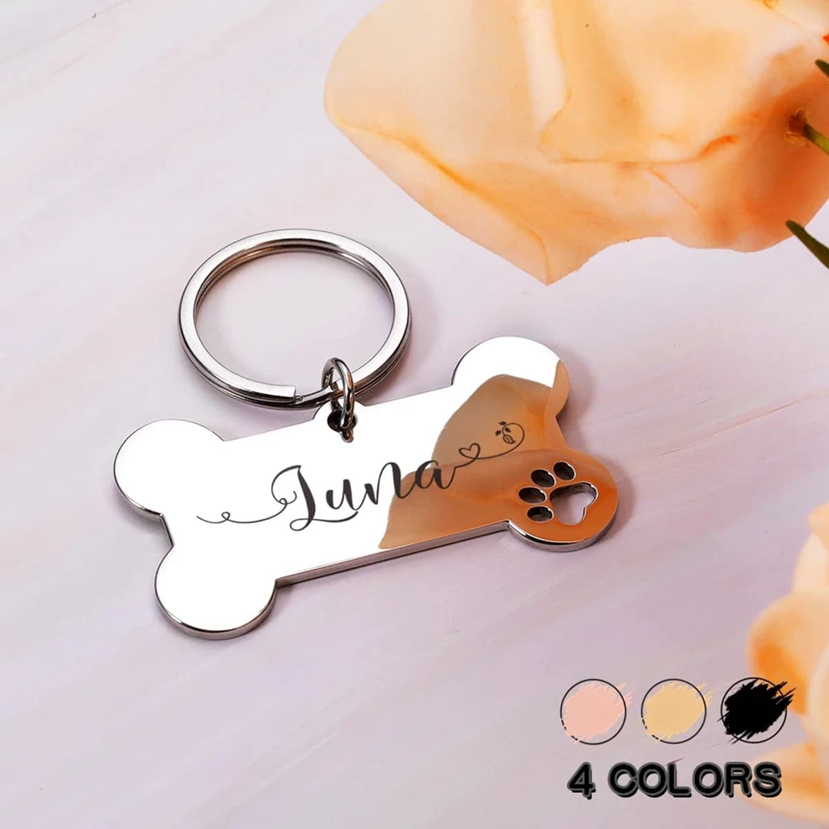 1pc Testo personalizzato creativo Il nome dell'amore linea ondulata Tag per cani personalizzati Collare per cani personalizzato con nome per nome targhetta per cani