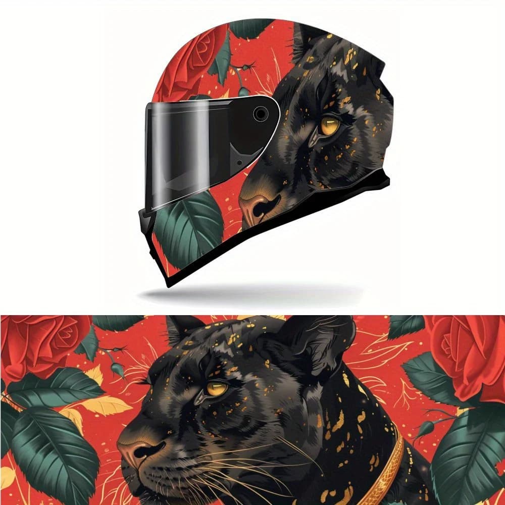 Vernice per casco modello Rose & Panther - Etichetta impermeabile e staccabile per caschi da moto, resistente ai graffi, misura universale, non