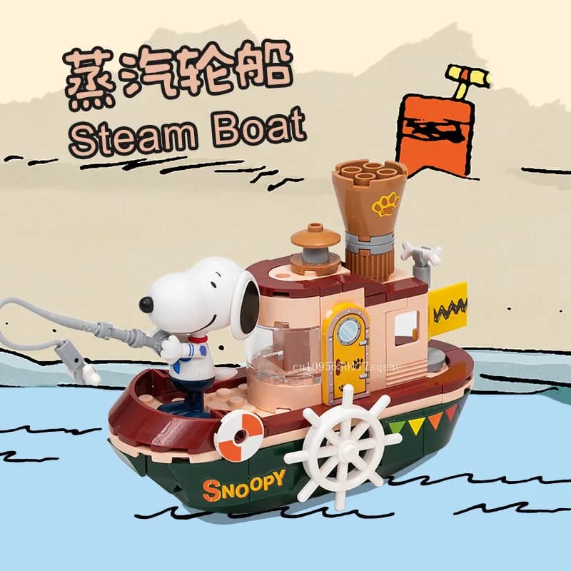 Blocchi di costruzione Snoopy Where To Go Series Co Puzzle Giocattolo da costruzione Ornamento da tavolo Assemblaggio di particelle Regalo di compleanno per bambini