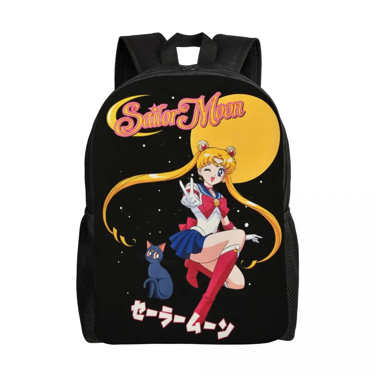 Zaini anime personalizzati Super Moon Power Magical Girl per uomini e donne, studenti delle scuole e del college, borsa per libri, adatta per laptop da 15 pollici