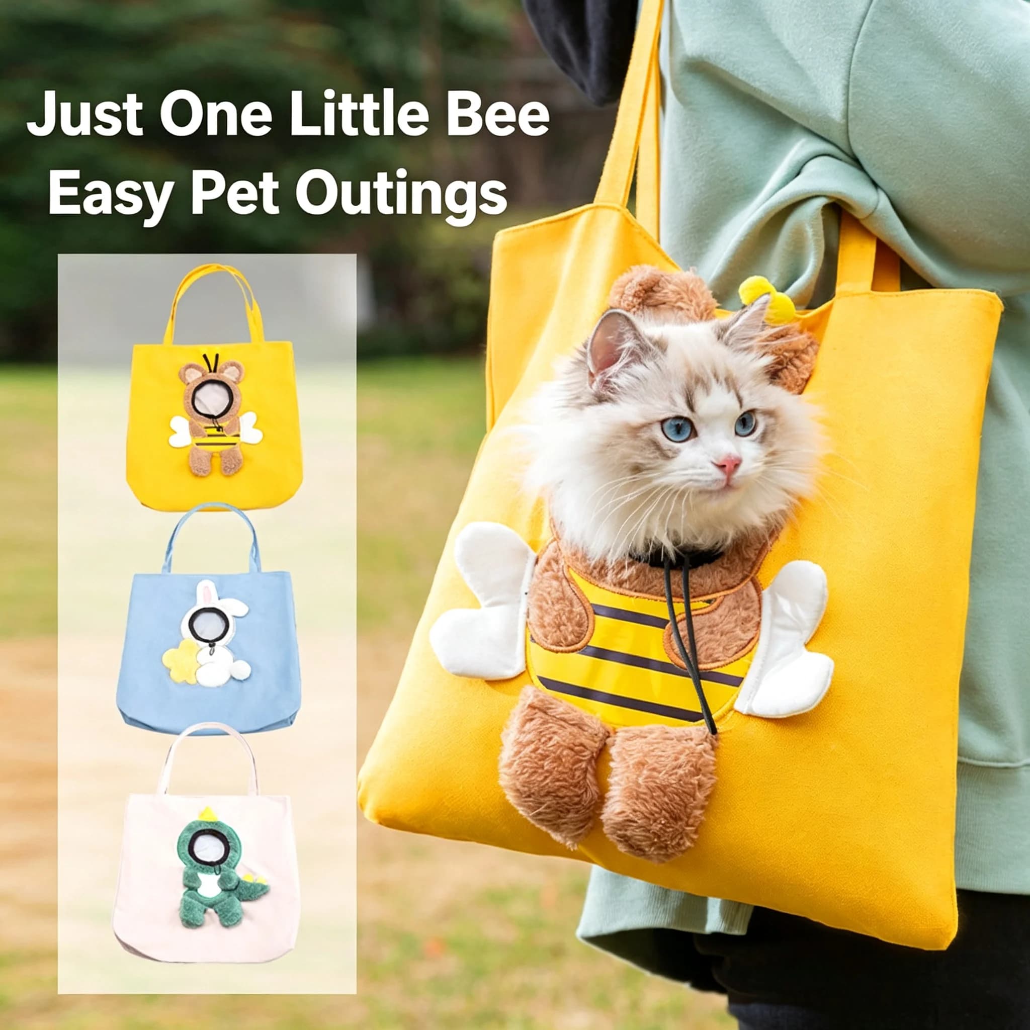 Bee Costume Pet Shoulder Bag Portable Cat Carrier Tote Bag Breathable Outdoor Travel Handbag For Small Cats Puppy Walking Hiking