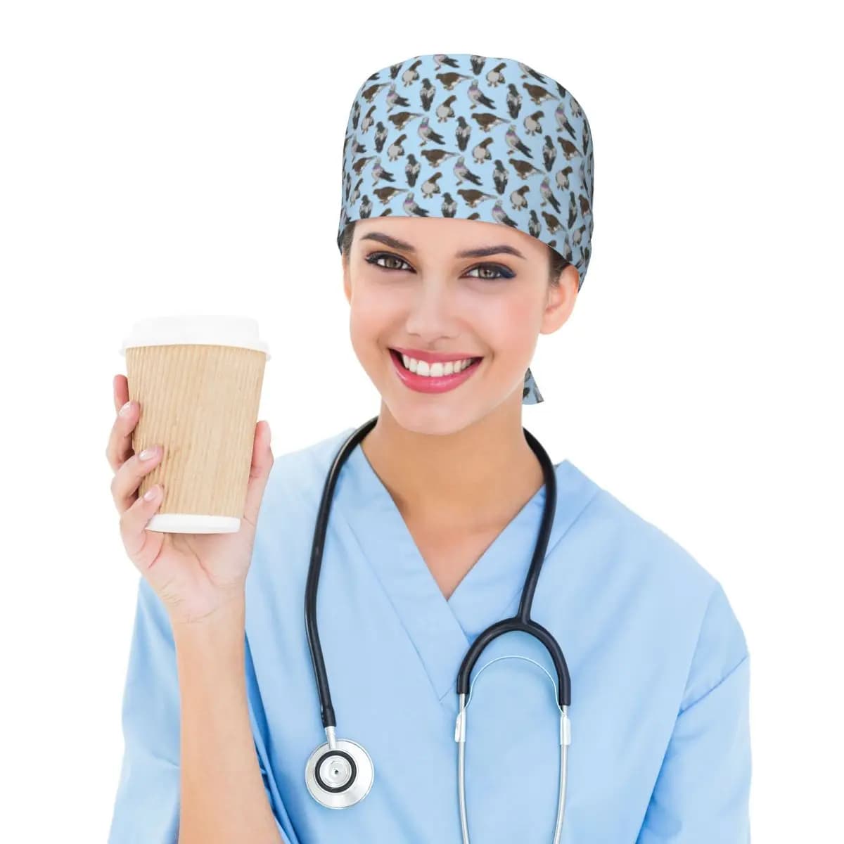 City Pigeons Scrub Hat Doctor Working Surgical Cap Men Women Adjustable Nursing Caps for Dentist