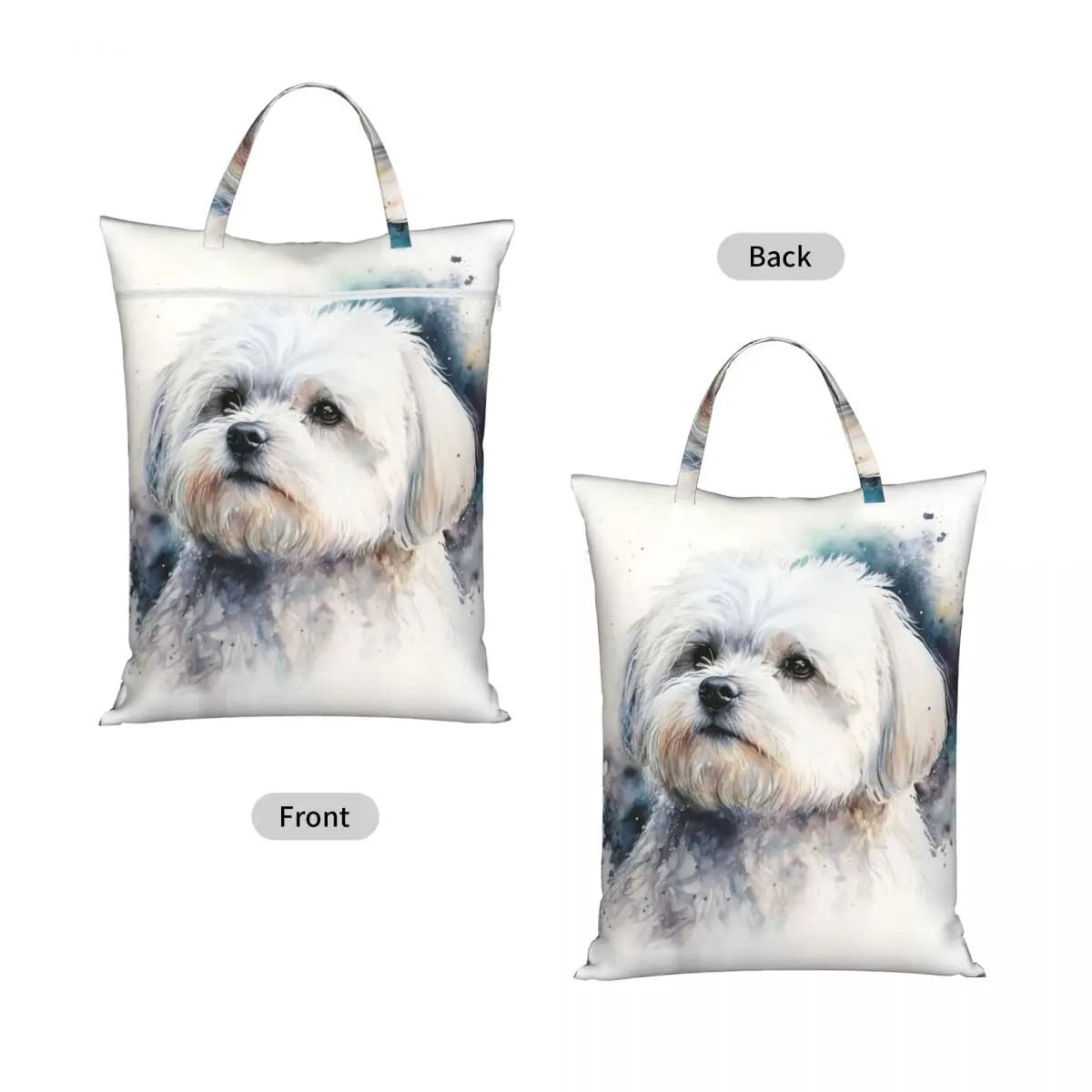 Maltese Dog Art Travel Laundry Bag Waterproof Reusable Dirty Clothes Pouch Gym Yoga Vacation Washing Basket