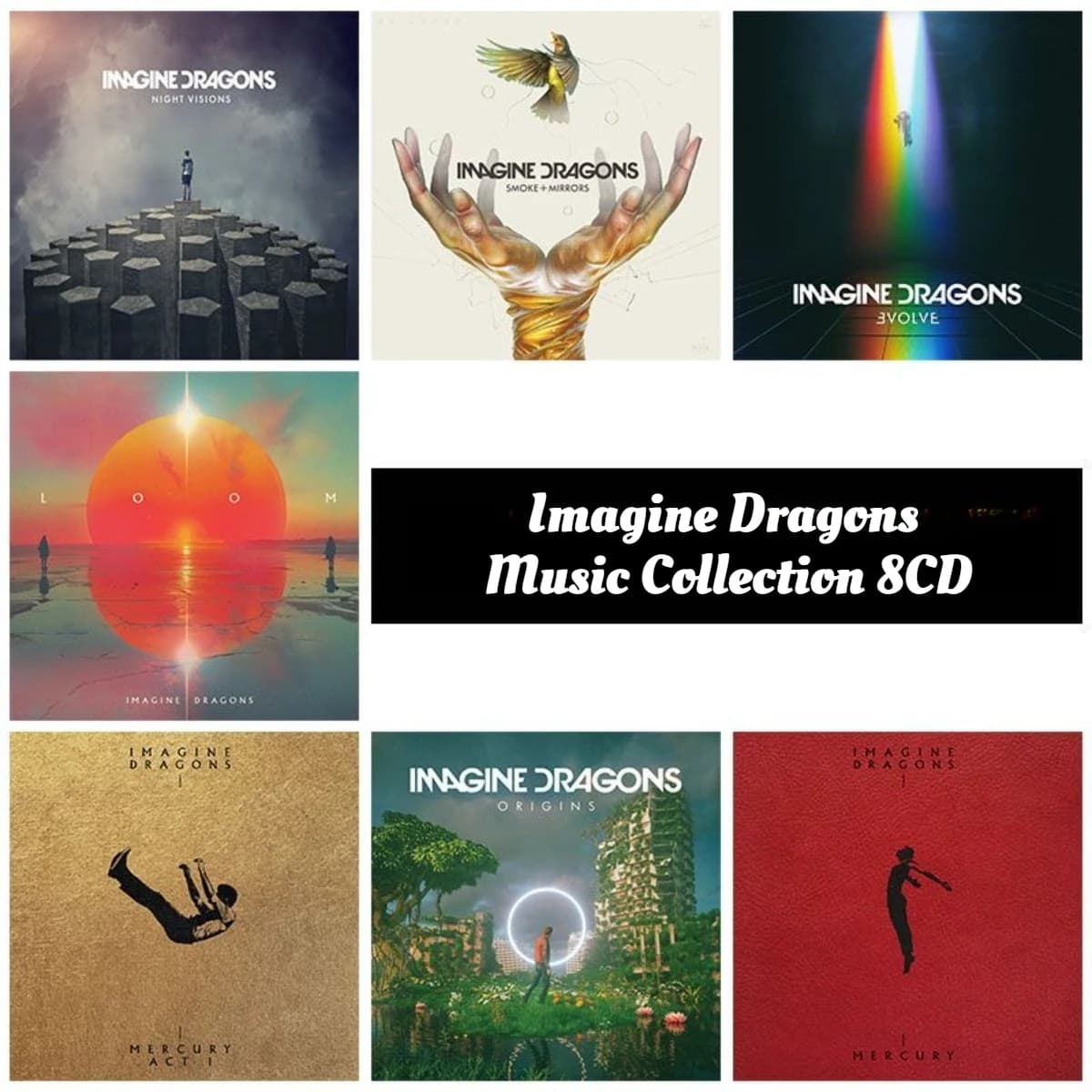 Imagine Dragons Collezione di musica pop rock 8CD Dischi registrati senza perdita di dati Solo disco senza copertina Ideale per gli amanti della musica