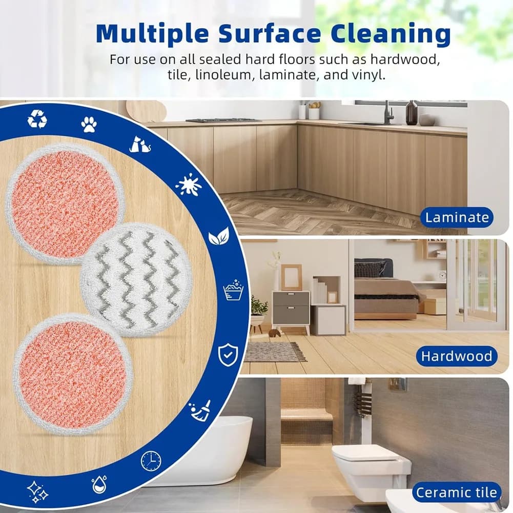 ABVI-6 Pack 3897A Mop Pads For Bissell Spinwave Smartsteam Vacuum 3897A, 4 Scrubby Pads + 2 Heavy Scrub Pads, Parts 1641112