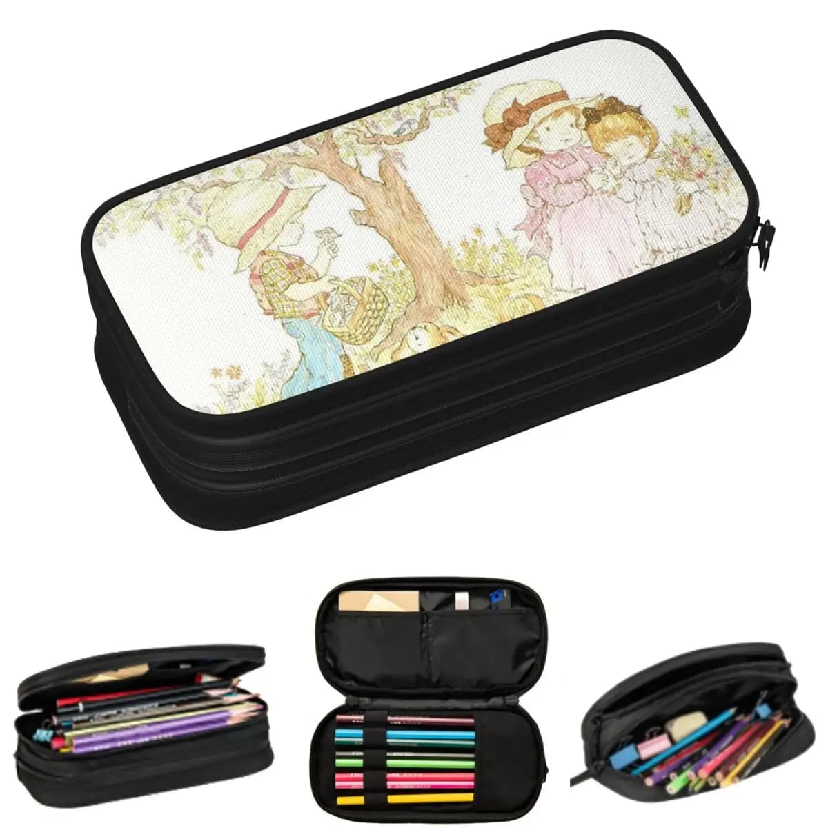 Astuccio per matite a tema cartone animato Sarah Kay Kawaii, per studenti, regalo, portapenne, borsa per matite, astuccio grande con ampio spazio