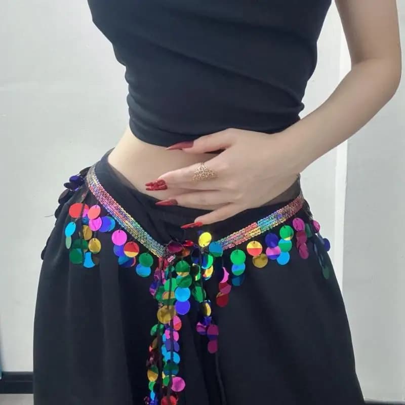 Moda paillettes nappe catena in vita per donne ragazze danza del ventre danza jazz cintura hip hop accessori in vita