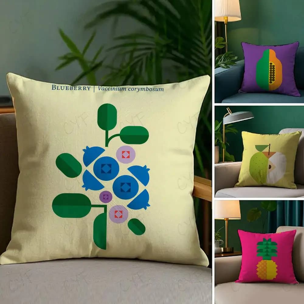 Art Fruits Anime Simple Double-sided Printed pillow cover Short plush Suitable living rooms bedrooms sofas throw cushion cover