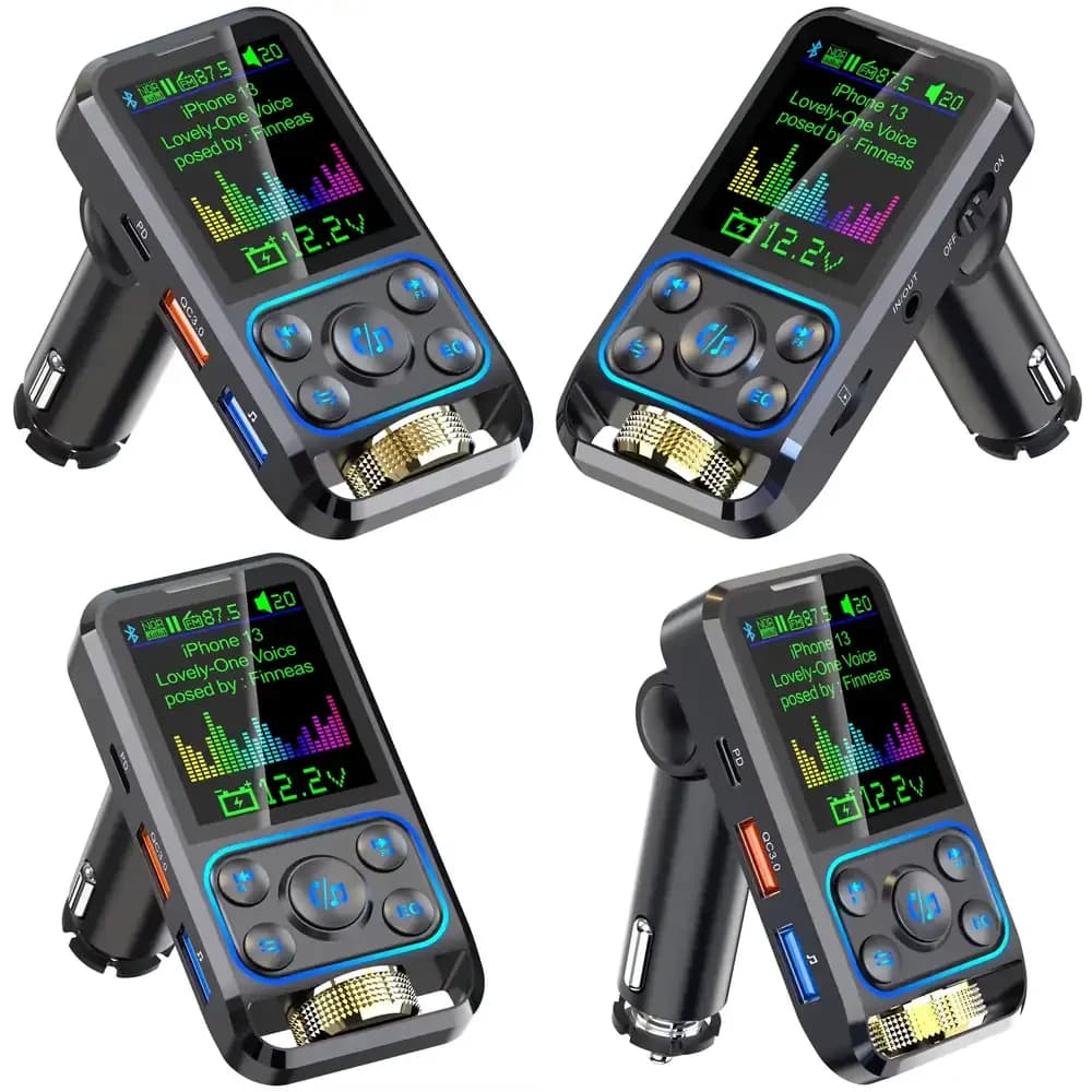 NUOVO Caricabatterie per Auto Dual USB a Ricarica Rapida QC3.0 con Lettore MP3 USB, Slot per Scheda TF, Porta AUX, Bluetooth 5.0 e FM