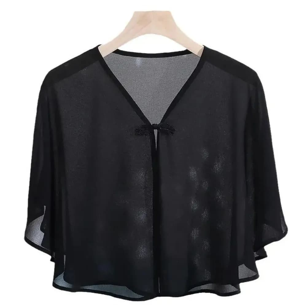 Exquisite Breathable Chiffon Shawl Long Loose Sunscreen Scarf Thin Polyester Seaside Vacation Cloak Women