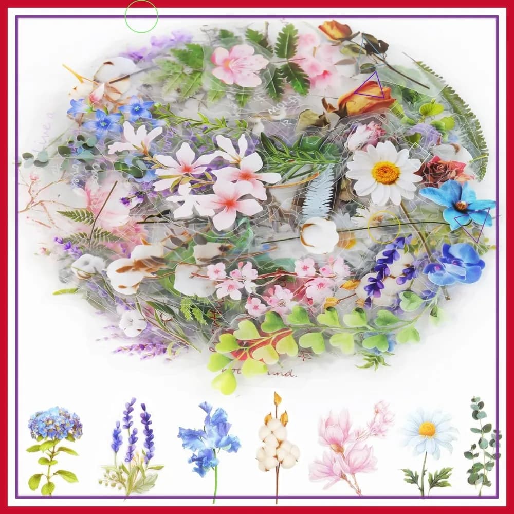 160 adesivi floreali naturali per scrapbooking, decorazioni autoadesive trasparenti per biglietti, lettere fai da te, bottiglie d'acqua