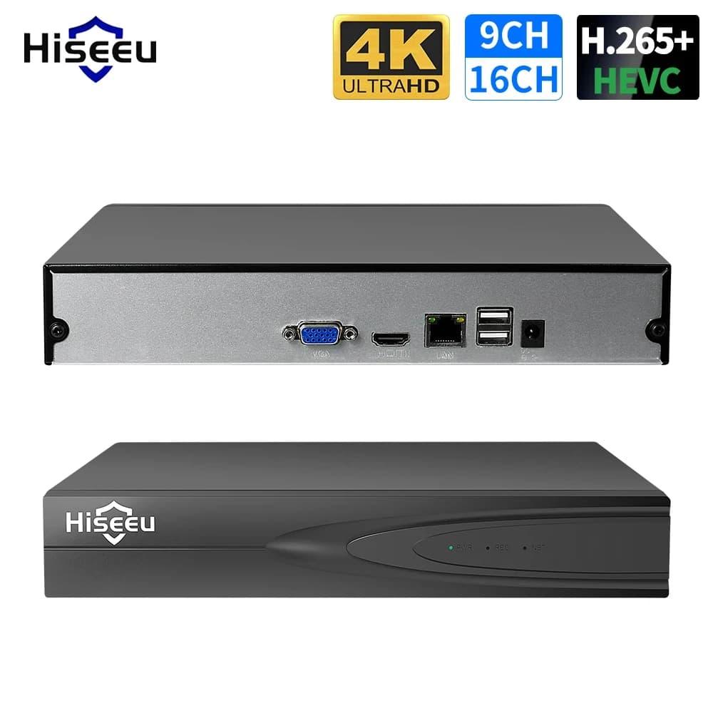 Hiseeu H.265 + IP CCTV telecamera di sorveglianza di sicurezza NVR videoregistratore Audio 8CH 16CH 32CH 4K 8MP 5MP 4MP rilevazione movimento metallo