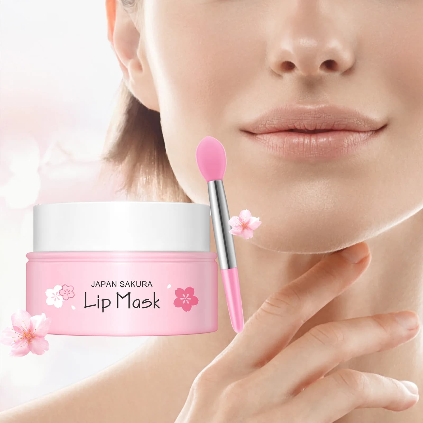 LAIKOU Cherry Blossom Lip Balm Moisturizing Lip Base Makeup, delicate and nutritious Autumn and Winter Lip Skin Care Lip mask 8g