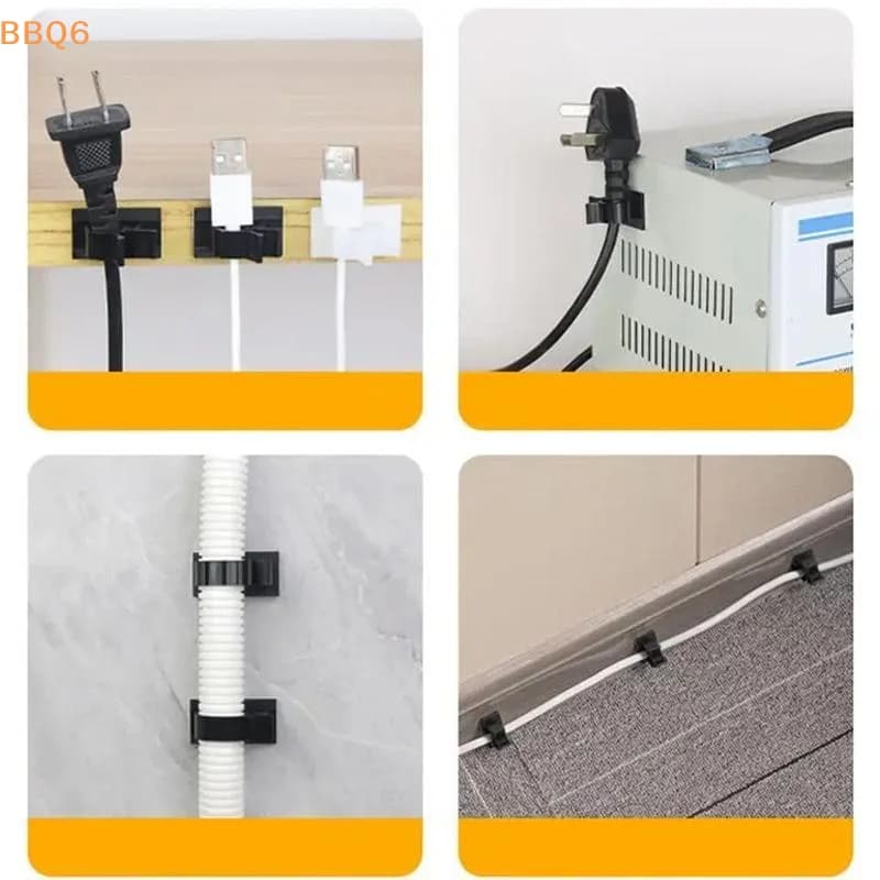 Set di 5 Clip Organizzatori per Cavi Autoadesivi Regolabili, Morsetti per Fissaggio, Ganci per Bastoni da Tenda, Supporti per Tubi Senza Chiodi