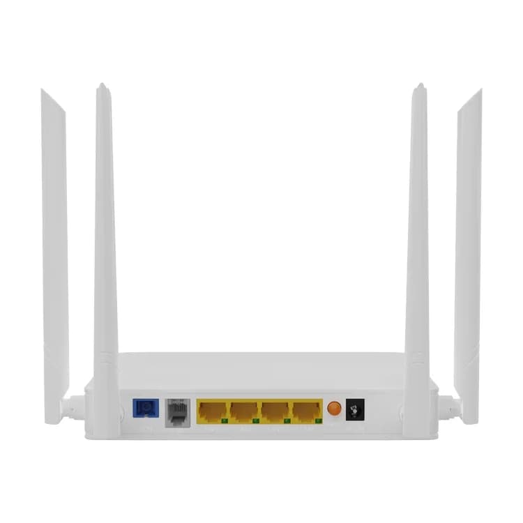 Router Ottico a Fibra ZISA OP154AV 4 Porte XPON GPON, Modem WiFi Dual Band 2.4G 5G AC1200, 4GE+POTS ONU ONT con 4 Antenne FEM per FTTH