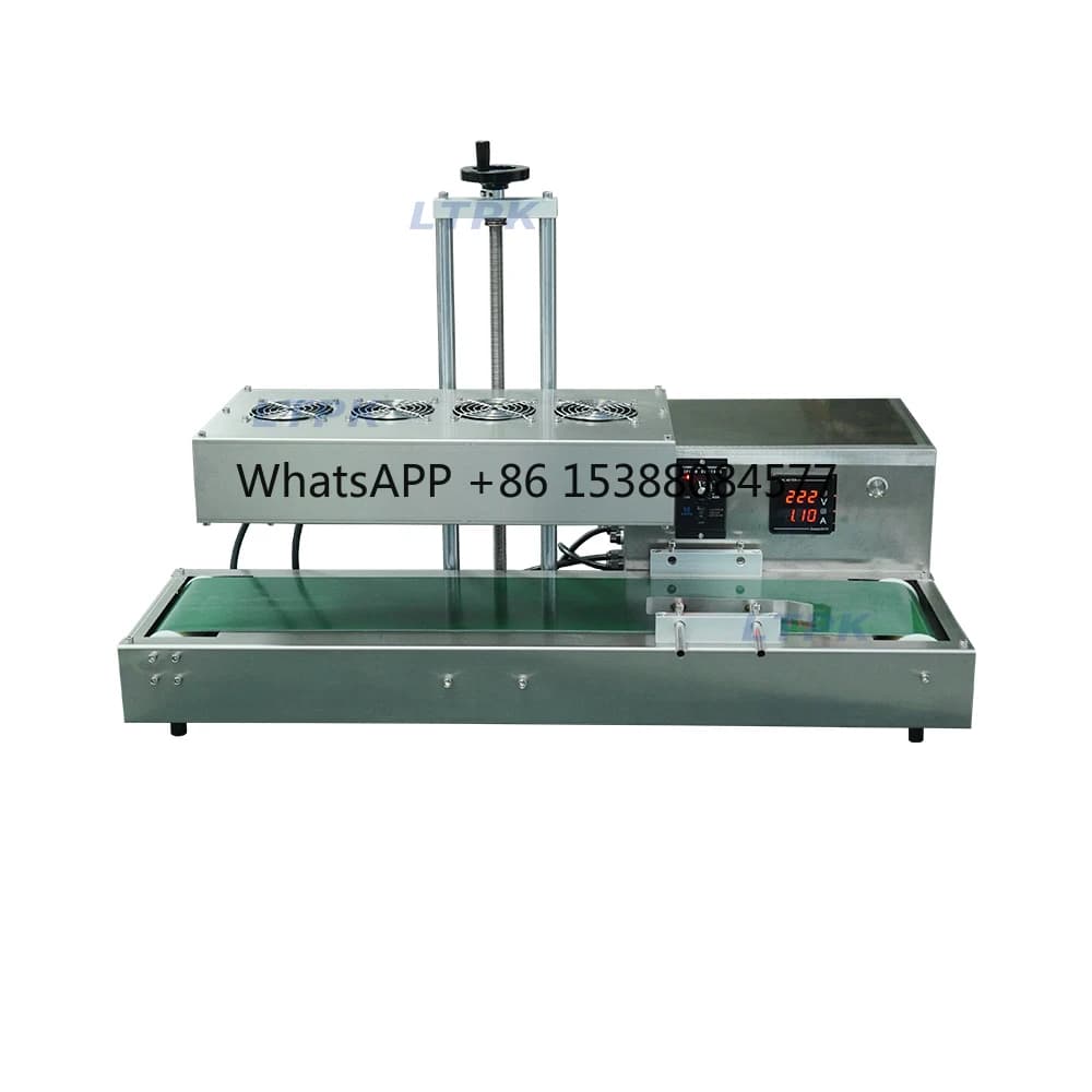 Semi-automatic Induction Sealing Machine Continues for Plastic Bottles, Beverages cans, Aluminum Stamps, Protective Powder, Candy