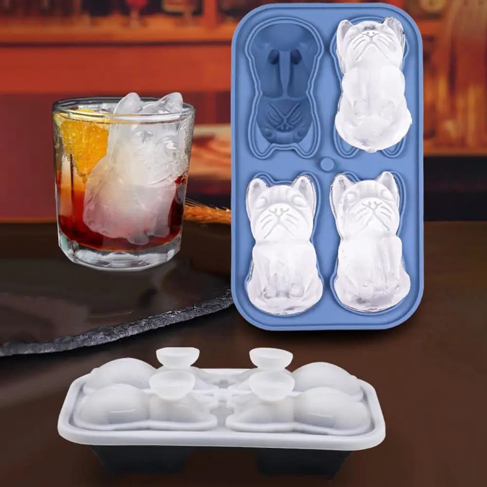 Silicone Pet Dog Ice Cube Mold 3d Pet Dog Silicone Ice Cube Mold Food-grade Slow Melting Cocktail Tray Dishwasher Safe Ice Grid