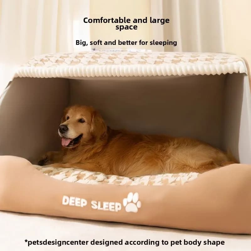 Griglia Qiandao per cani autunno e inverno Cuccia semichiusa Cane medio e grande Nido dorato Lettiera per gatti per sonno profondo Forniture per animali domestici