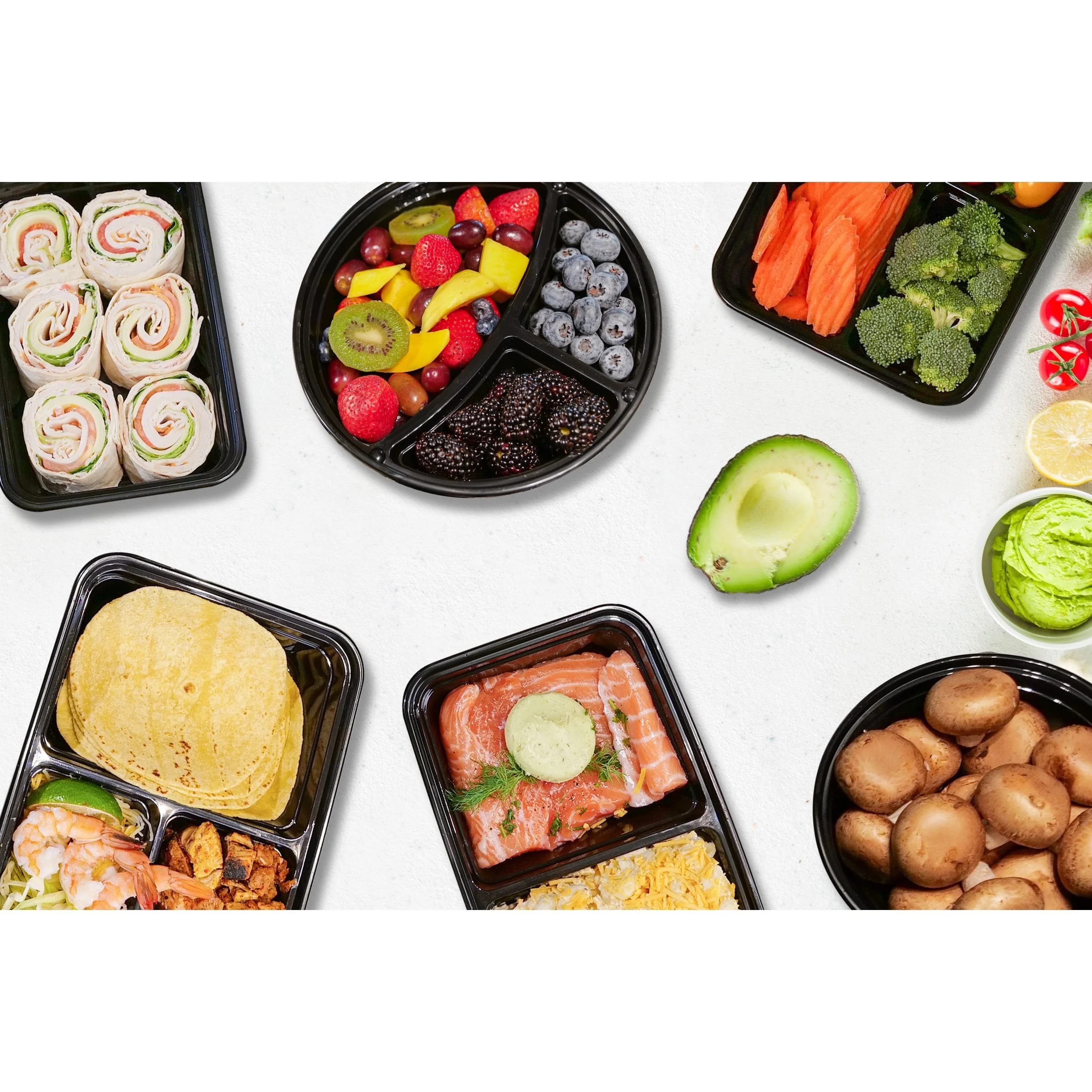 Set di 96 Contenitori per Preparazione Pasti in Diversi Stili, Scatole Bento Riutilizzabili, Adatte per Freezer e Lavastoviglie, Impilabili, 6 Stili*