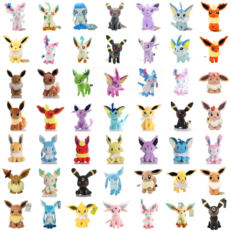 Collezione di peluche Pokemon Eevee, Flareon, Vaporeon, Espeon, Umbreon, Glaceon, Leafeon, Sylveon, regali di Natale per bambini