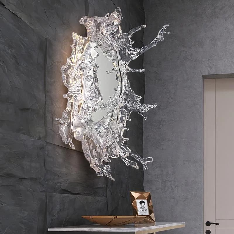 Fiore d'acqua artistico con lampada da parete a specchio Lampade da parete moderne a LED per bagno Spogliatoio Specchio Applique da parete Decorazioni per la casa Illuminazione da parete