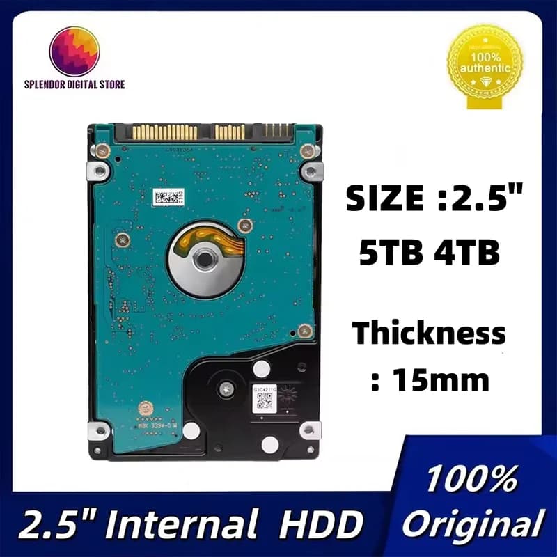 Disco rigido per laptop originale da 2,5" HDD 5TB 4TB 5400RPM 128MB SATA 2,5" 6,0 Gb/s (15MM) Nuovo