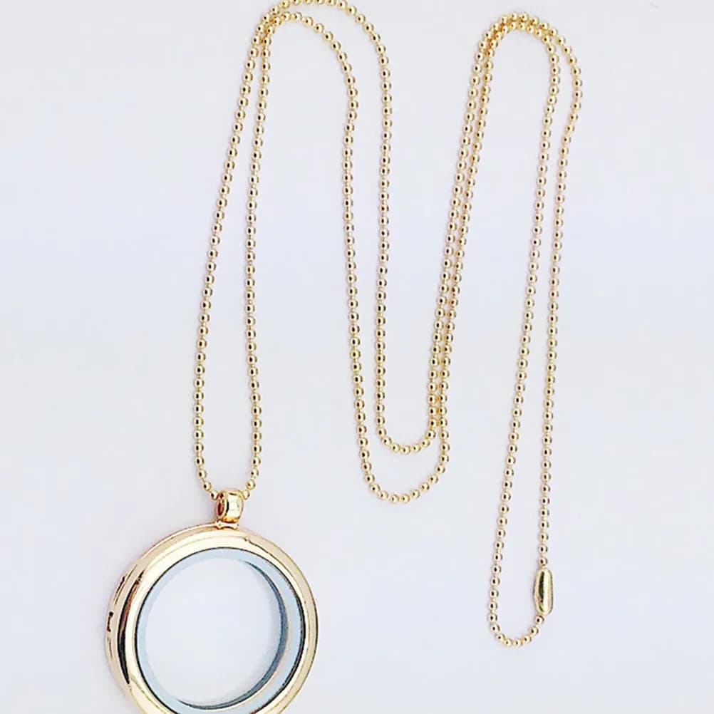 2 Pezzi Collana con Ciondolo Portafoto Fai da Te, in Lega, con Mini Ciondolo Rotondo in Vetro per Immagini, Collana con Medaglione Ricordo, Regalo per Uomini e Donne
