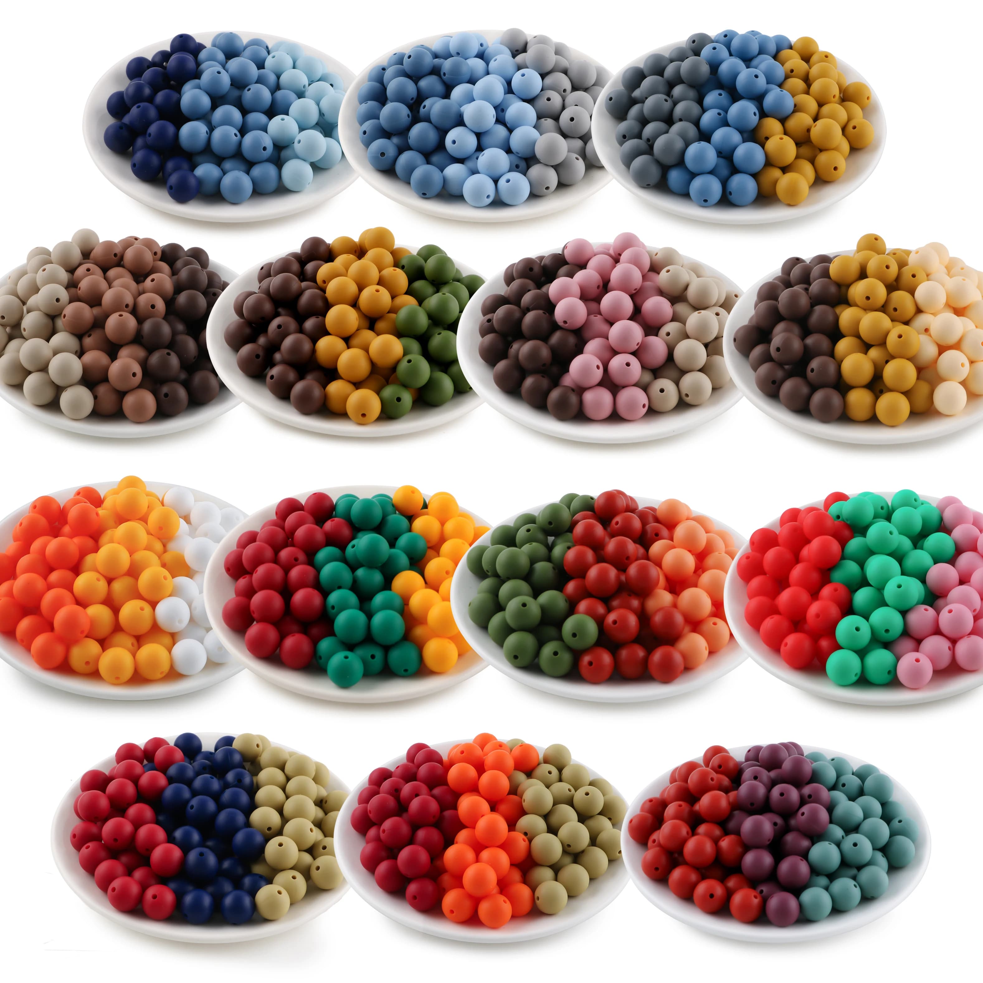 45Pcs Silicone Beads 12MM Round Loose Beads For Jewelry Making DIY Necklace Keychain Beaded Pen Accessories