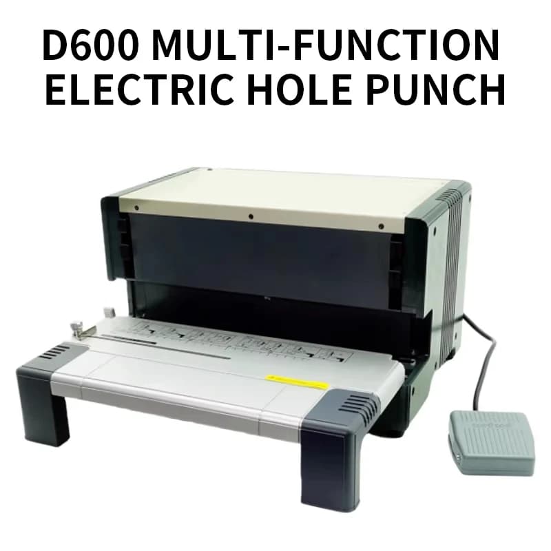 Macchina Elettrica Multifunzione D600 per Rilegatura ad Anelli e Perforazione con Lame Intercambiabili