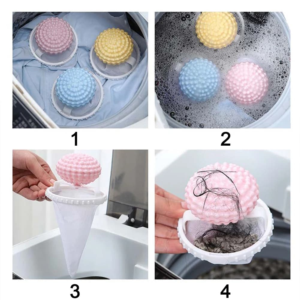 Set of 3 Bags Reusable to Remove Domestic Animals from the Washing Machine, Wired to Washing Machine